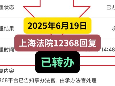 2025年6月19日，上海法院12368回复：已转办