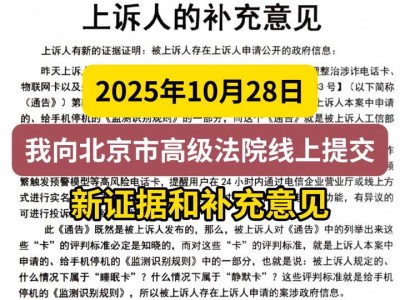 2025年10月28日,我向北京市高级法院线上提交新证据和补充意见