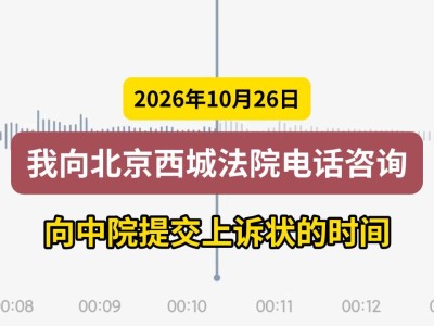 2026年10月26日， 我向北京西城法院电话咨询：向中院提交上诉状的时间（有视频）